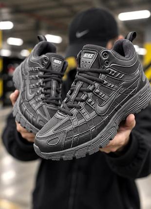 Nike p-6000 triple black wntr fur