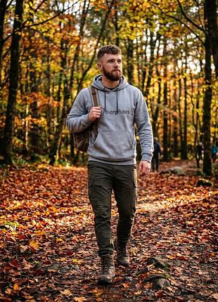 Худі чоловіче berghaus сіре з капюшоном та логотипом