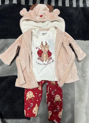Дитяча новорічна піжама з халатом so cute