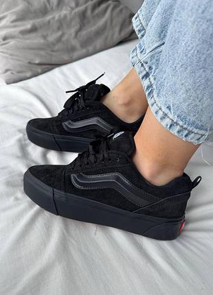 Женские кроссовки vans knu school platform total black