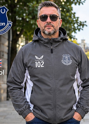 Мужская ветровка castore everton fc 102, серая с капюшоном, Англия, s (46)