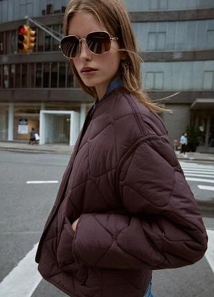 Куртка лайнер zara стьобана оверсайз демісезонна бомбер xs