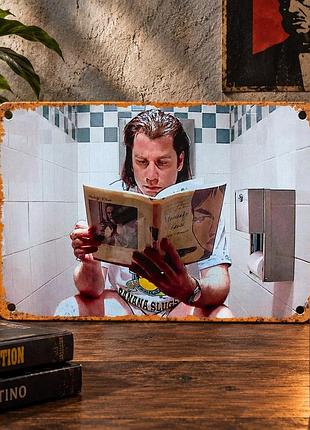 Металева вінтажна табличка кримінальна шанува вінсент вега pulp fiction гумор 14х20 см