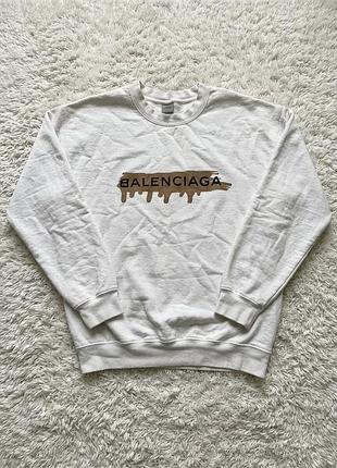 Белый свитшот на флисе balenciaga (размер s)