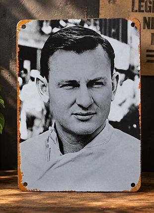 Металлическая винтажная табличка брюс макларен bruce mclaren автоспорт формула-1 14х20 см