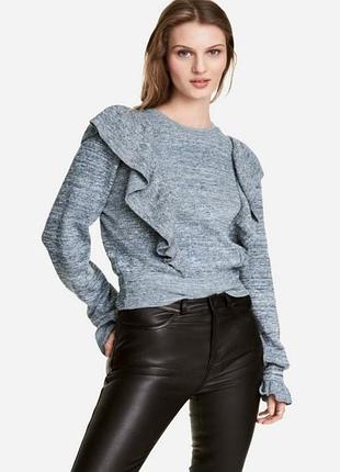 Джемпер h&amp;m меланжевый с воланами 14-16 р-ру.