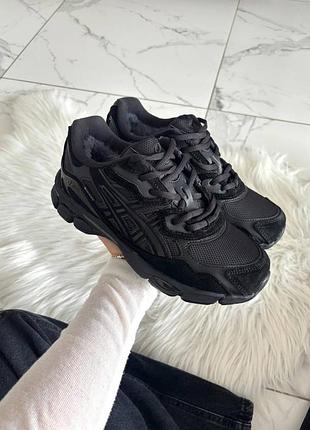 ❄️ кросівки asics gel nyc total black gore tex хутро