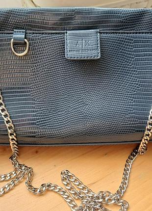 Жіноча сумка armani exchange синьо-сіра з тисненням під рептилію
