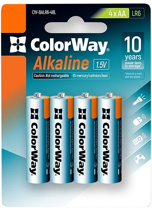 Батарейки сolorway alkaline power лужні aa (4 шт) blister