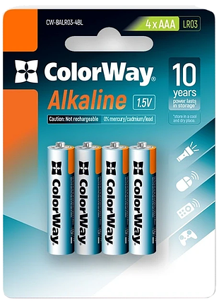 Батарейки сolorway alkaline power щелочные aaa (4 шт) blister