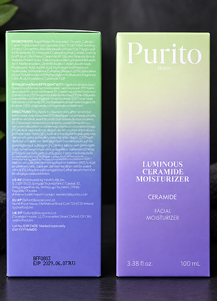 Крем для обличчя purito seoul luminous ceramide moisturizer, 100 мл