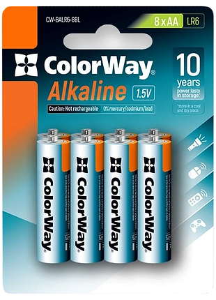 Батарейки сolorway alkaline power лужні aa (8 шт) blister