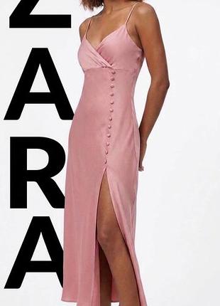 Сукня міді жіноча zara рожева розмір xs, s