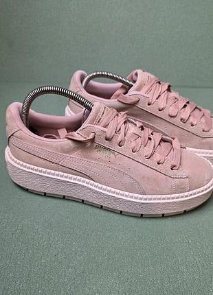 Кросівки жіночі puma рожеві замшеві на платформі 39 розмір 25 см