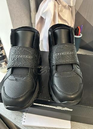 Черевики для хлопчика skechers d'lites демісезонні чорні