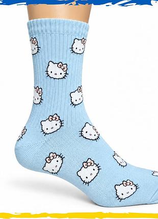 Носки женские принт hello kitty хэллоуин китти голубые 36-40