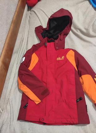 Куртка дитяча jack wolfskin червона з помаранчевим, зріст до 122 см