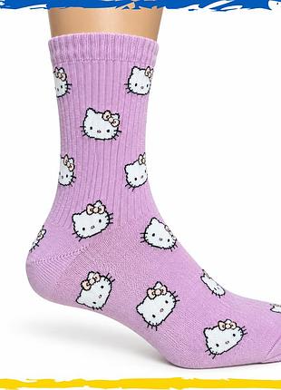 Носки женские принт hello kitty хэллоуин китти розовые. носки с приколами. 36-40