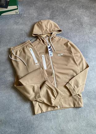 Lonsdale tech tracksuit оригінал новий чоловічий спортивний костюм штани кофта худі на блискавці бежевий пісочний лонсдейл великий розмір на осінь