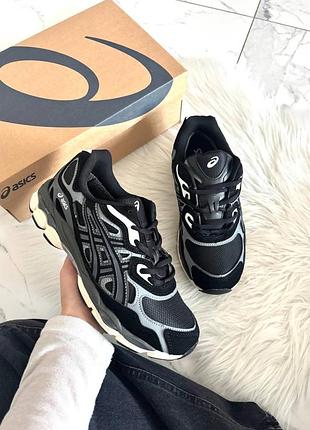 ❄️ кросівки asics gel nyc black cream silver gore tex termo