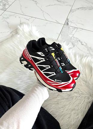 ❄️ кросівки salomon xt-6 black red gore tex