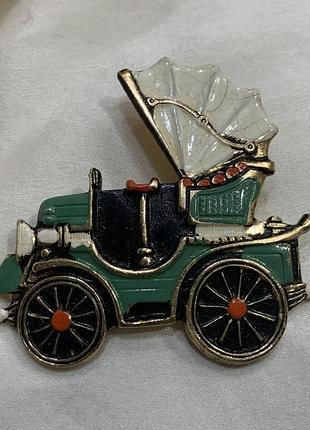 🚗✨ ретро автомобіль карета винтажна брошка емаль кольорова retro novelty oldtimer style ✨🚗