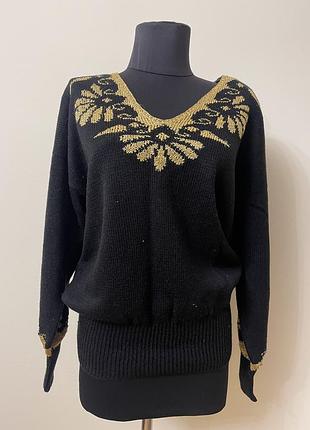Жіночий вʼязаний  джемпер чорного кольору l/xl