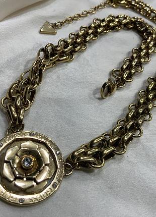 ✨🌹 guess peony брендове кольє медальйон півонія кристали ланцюг designer glam modern vintage ✨🌹