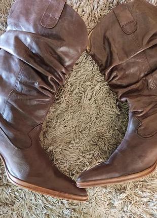 Шкіряні чоботи козаки ковбойки іспанські y2k гранж slouchy boots
