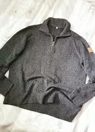 Темно-серый меланжевый мужской свитер,реглан, xl-2xl,black smith.