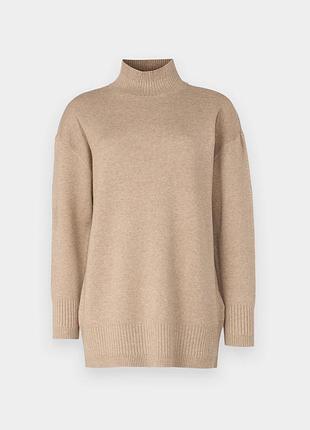 Бежевий подовжений джемпер з вовни  uniqlo