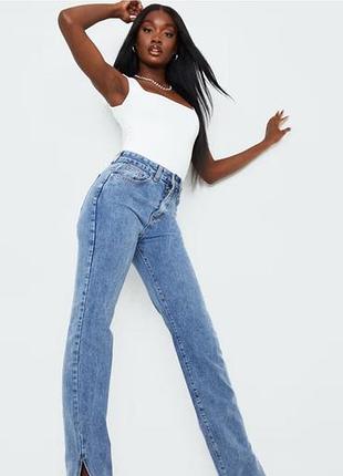 Джинси жіночі missguided сині прямі з розрізами