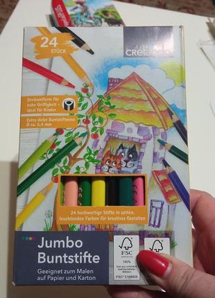 Набор цветных карандашей 24 шт crelando jumbo buntstifte треугольные