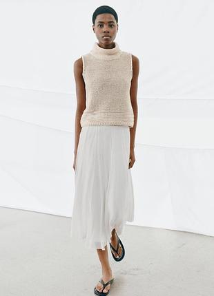 Топ жіночий zara бежевий в'язаний з горловиною