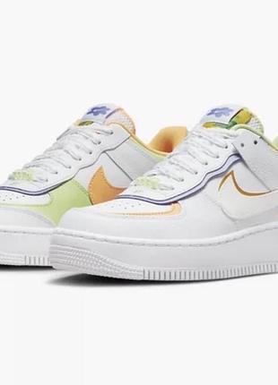 Кросівки nike air force 1 shadow білі різнокольорові на платформі