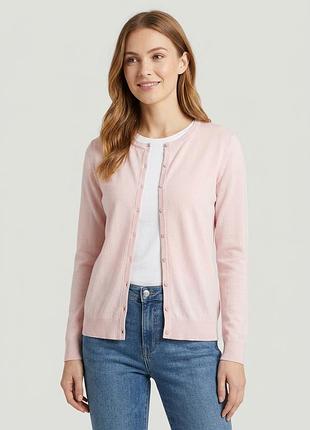Рожевий базовий кардиган bonmarche тонкої в'язки, на гудзиках розмір uk 16 (l/xl)