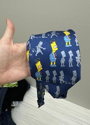 Краватка чоловіча the simpsons синя шовкова з принтом барта сімпсона