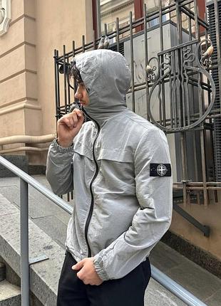 Серая деми ветровка stone island nylon metal s-xxl
