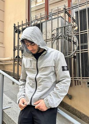 Серая ветровка stone island nylon metal s-xxl
