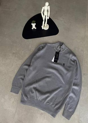 Кофта мужская polo ralph lauren (поло ральф лорен), свитер на полузамке 1/3, серая s