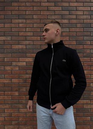 Кофта на блискавці full zip lacoste (лакост), толстовка спортивна, чорна, чоловіча