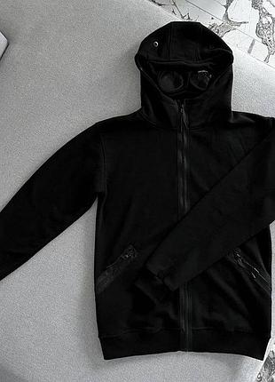 Худи на молнии c.p. company черное s-xxl