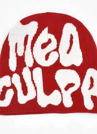 Мужская / женская / унисекс зимняя шапка "mea culpa" y2k