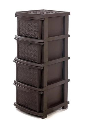 Комод r-plastic ротанг 4-яр в коробці коричневий