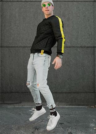 Стильный мужской бомбер off-white черный демисезон s, xl