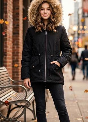 Подростковая утепленная парка еврозима, демисезонная куртка h&amp;m