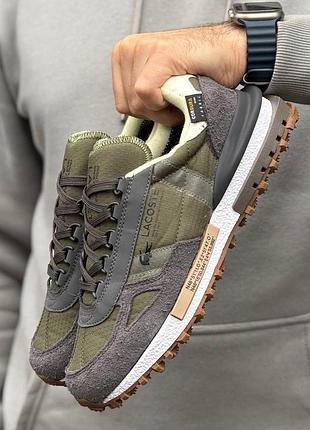 Чоловічі термо кросівки lacoste elite active cordura khaki хакі