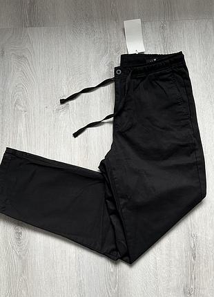 Черные хлопковые брюки zara relaxed fit