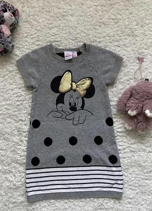 Сукня дитяча disney в'язана з мінні маус сіра 92-98 см, платье с минни, теплое стильное платье для модницы