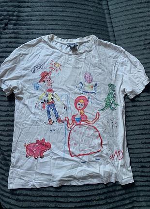 Футболка zara з принтом toy story біла
